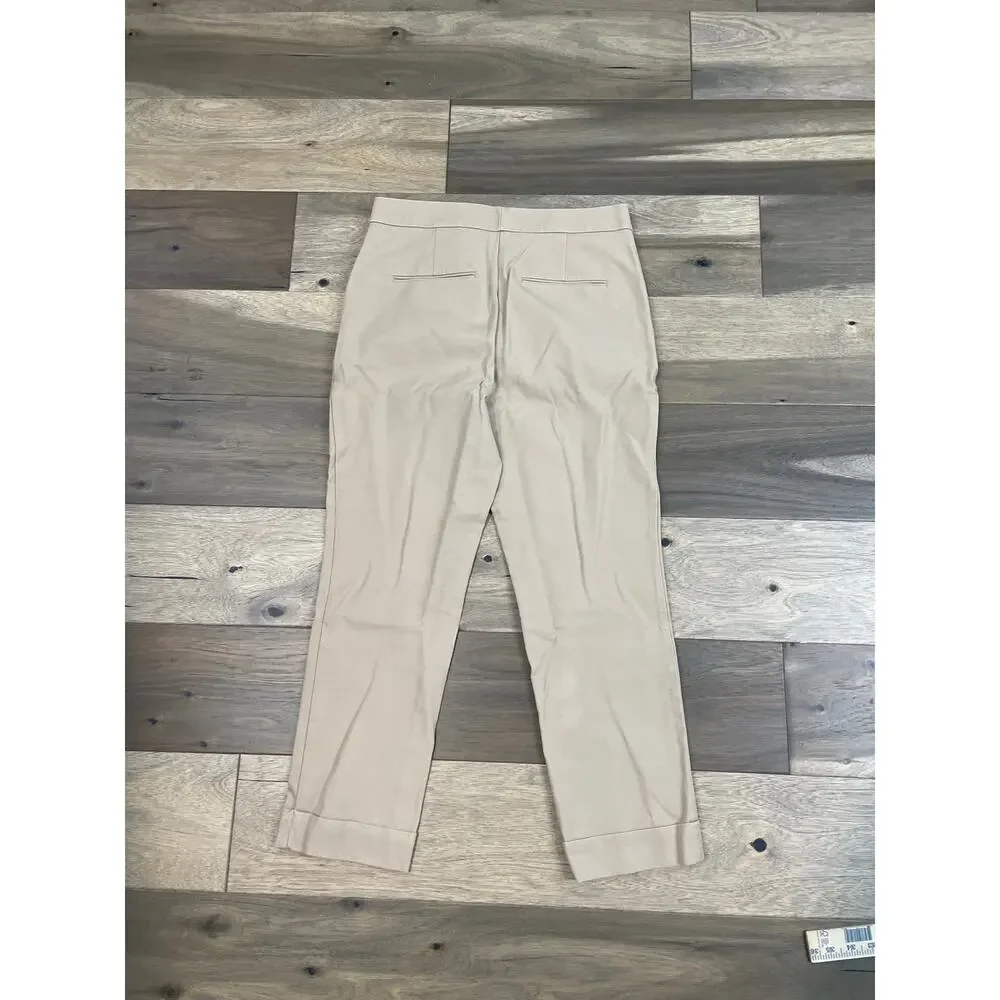 Ann Taylor Cuffed Ankle Pants Size 8 Cotton Blend Classic Cropped Camel